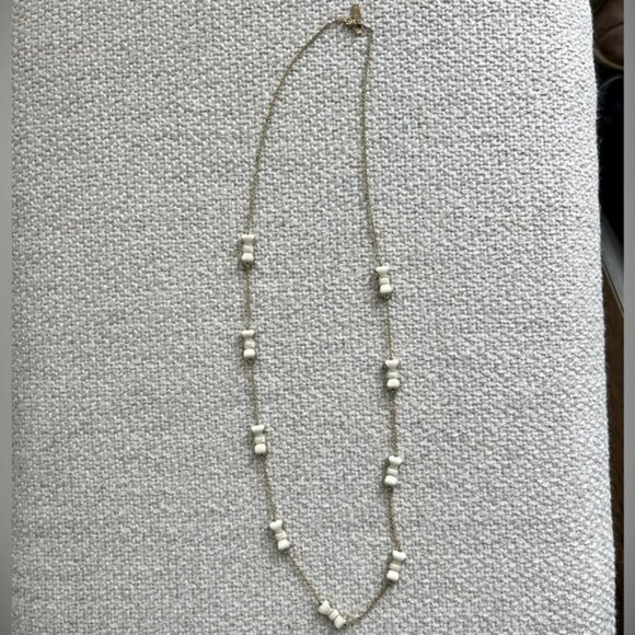 Kate Spade Take A Bow Long Scatter Gold Plated Necklace Cream Enamel 32 - Picture 2 of 5
